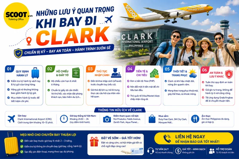 Lưu ý quan trọng khi bay đi Clark