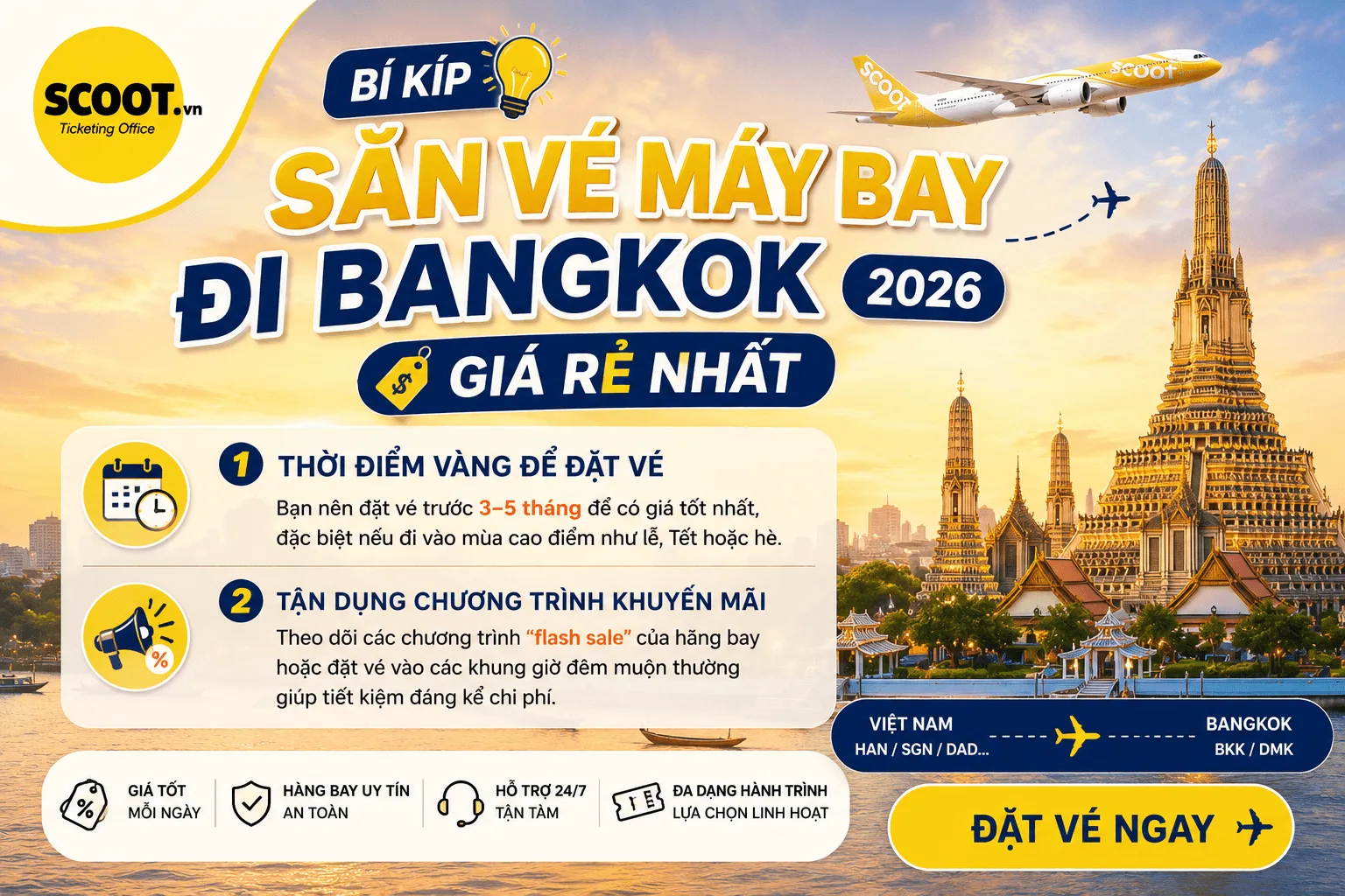 bí kíp săn vé máy bay bangkok giá rẻ