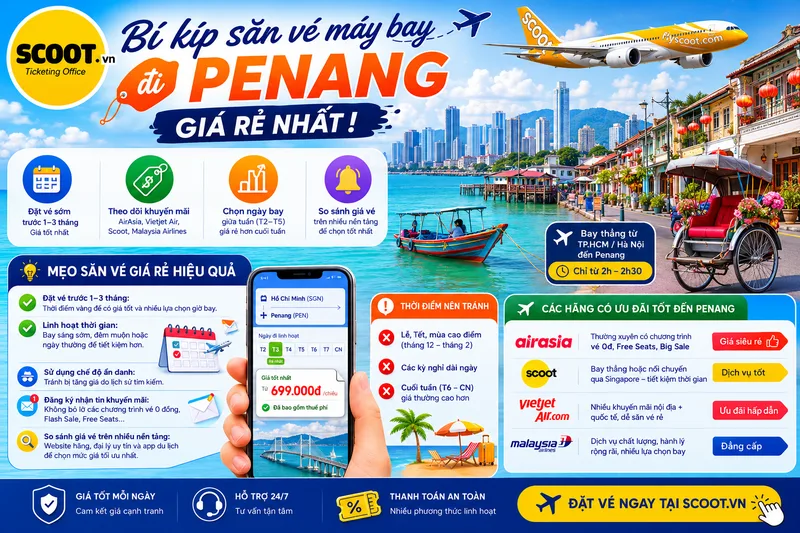 Bí kíp săn vé máy bay đi Penang giá rẻ nhất