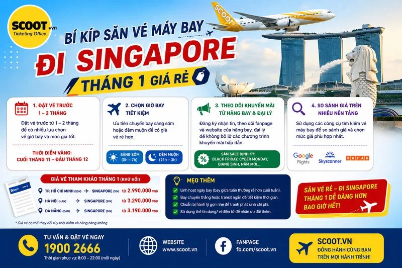 Bí kíp săn vé máy bay đi Singapore tháng 1 giá rẻ