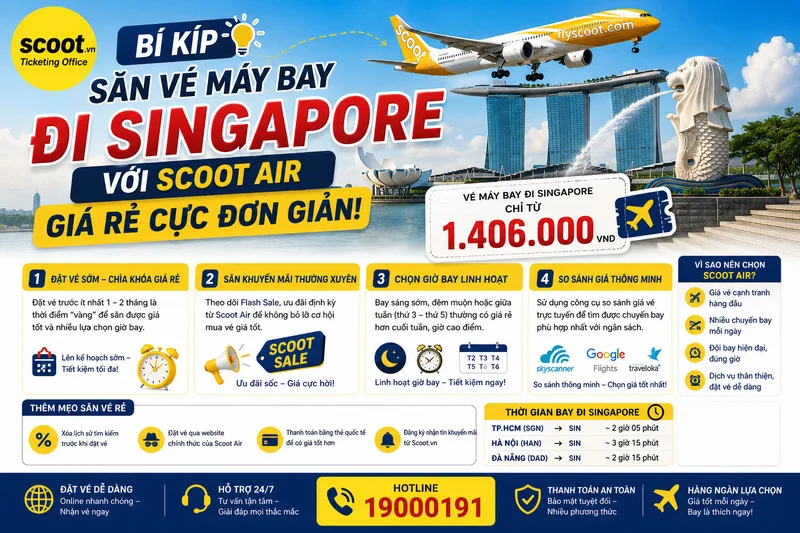 Bí kíp săn vé máy bay đi Singapore với Scoot Air giá rẻ cực đơn giản
