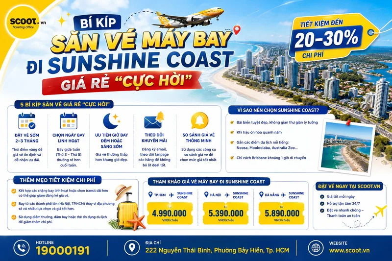 Bí kíp săn vé máy bay đi Sunshine Coast giá rẻ "cực hời"