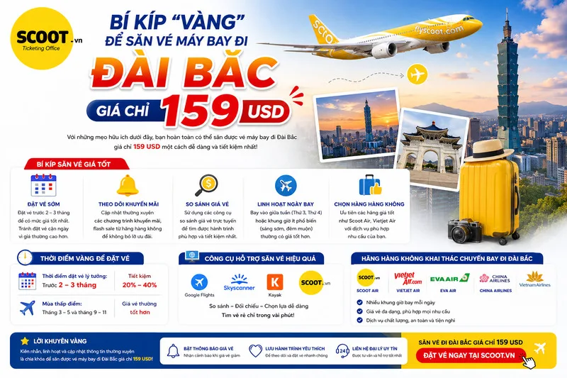 Bí kíp "vàng" để săn được vé máy bay đi Đài Loan 159 USD