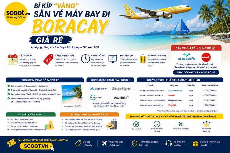 Bí kíp "vàng" săn vé máy bay đi Boracay giá rẻ