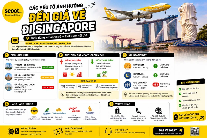 Các yếu tố ảnh hưởng đến giá vé đi Singapore