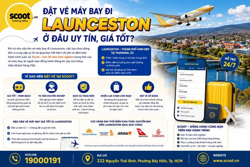 Đặt vé máy bay đi Launceston ở đâu uy tín, giá tốt?