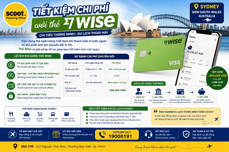 Du lịch Sydney tiết kiệm chi phí với thẻ wise