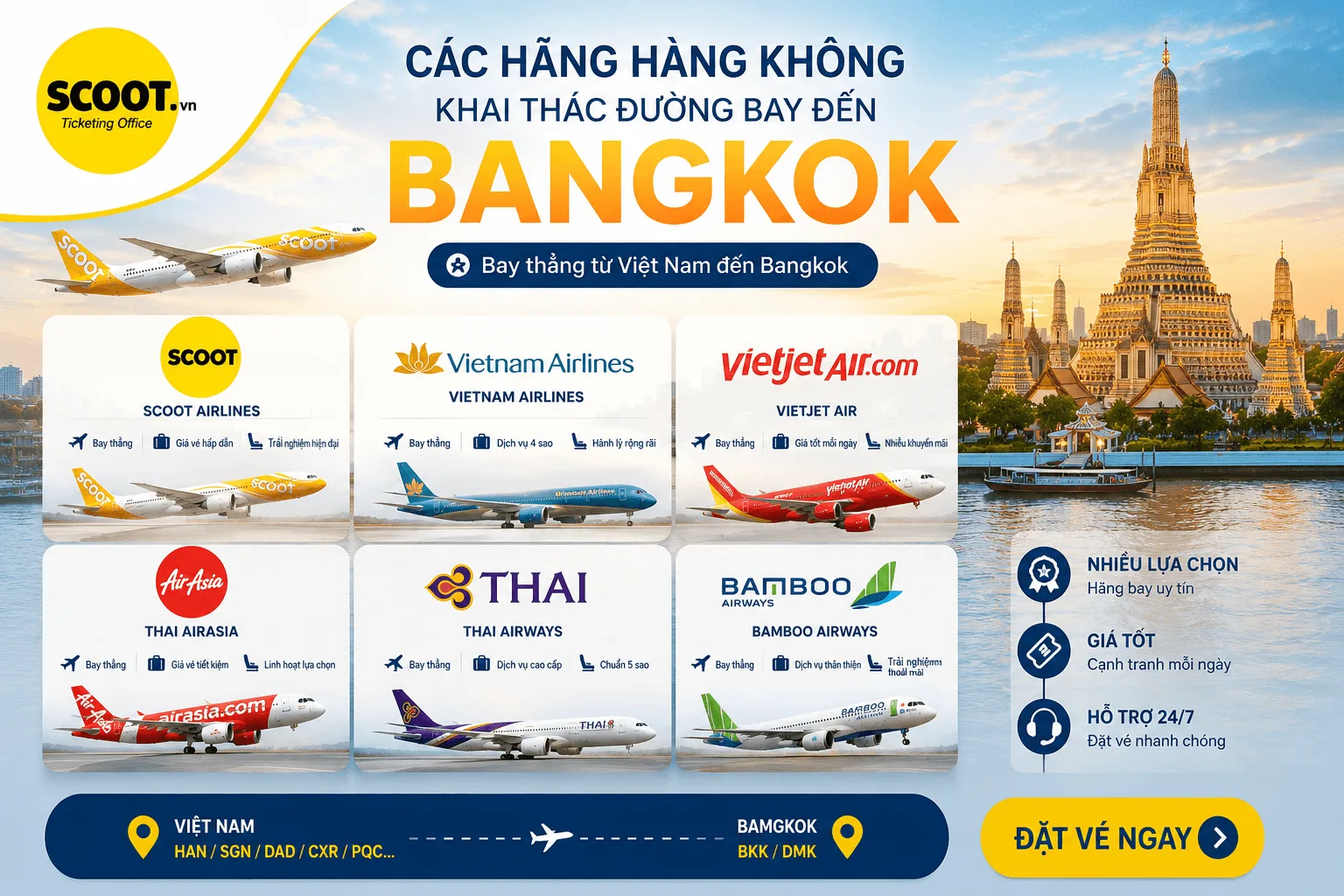 giá vé máy bay đi bangkok