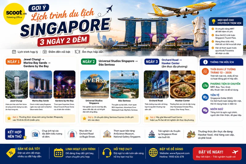 Gợi ý lịch trình du lịch Singapore 3 ngày 2 đêm