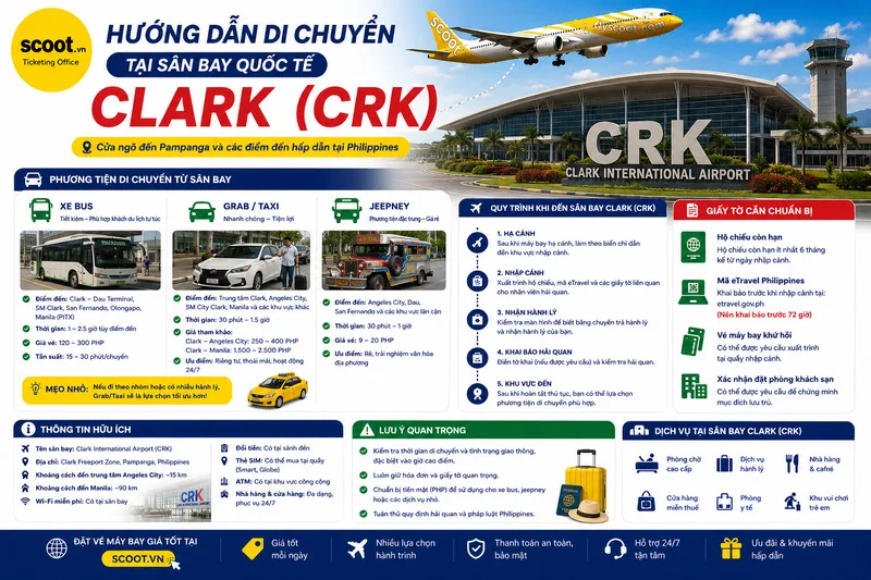 Hướng dẫn di chuyện tại sân bay quốc tế Clark