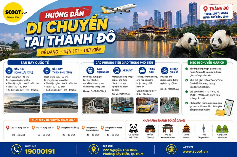 Hướng dẫn di chuyển tại Thành Đô