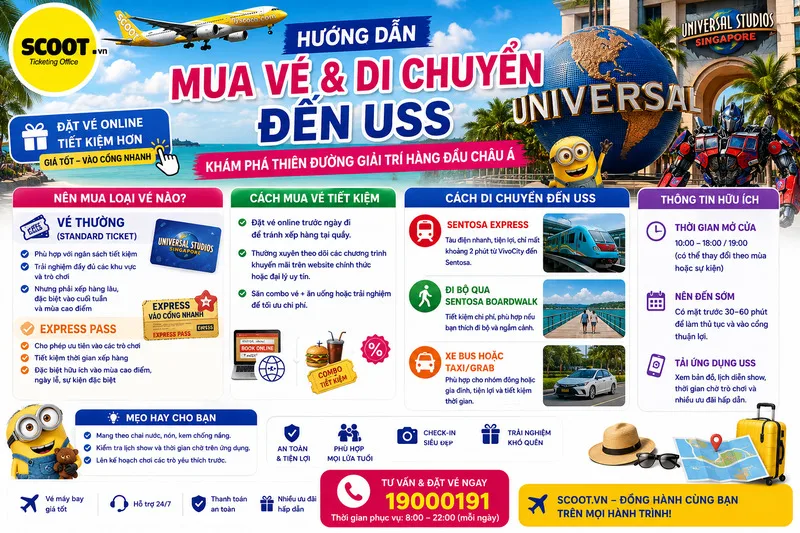Hướng dẫn mua vé và cách di chuyển đến Universal Studios Singapore