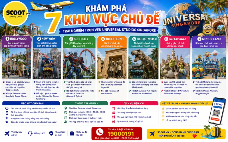 Khám phá 7 khu vực Universal Studios Singapur