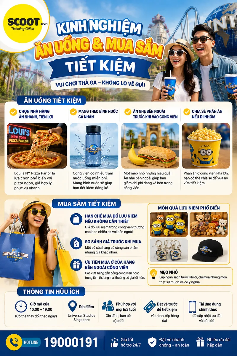 Kinh nghiệm ăn uống và mua sắm tiết kiệm tại Universal Studios Singapur