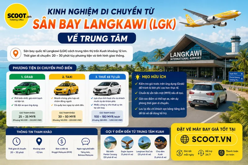 Kinh nghiệm di chuyển từ sân bay Langkawi (LGK) về trung tâm