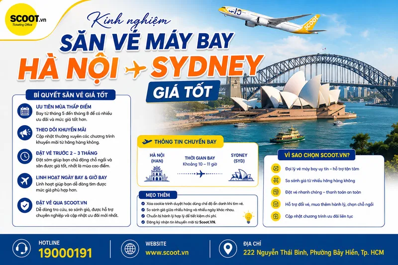 Kinh nghiệm săn vé máy bay Hà Nội đi Sydney giá tốt