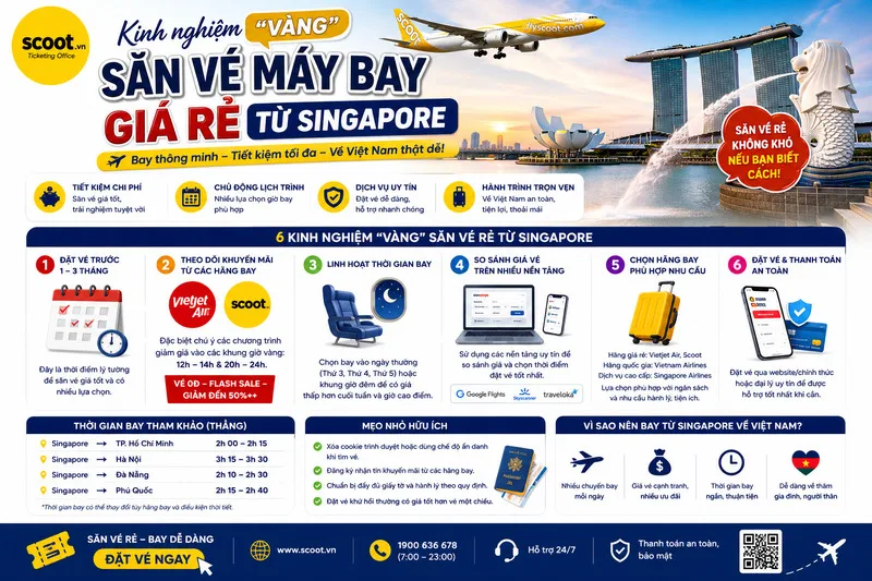 Kinh nghiệm “vàng” săn vé máy bay giá rẻ từ Singapore