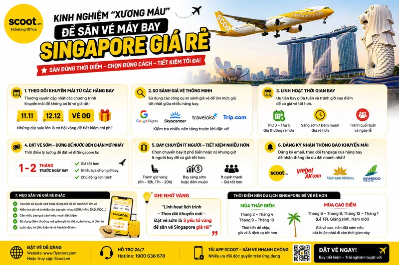 Kinh nghiệm xương máu để săn vé máy bay Singapore giá rẻ