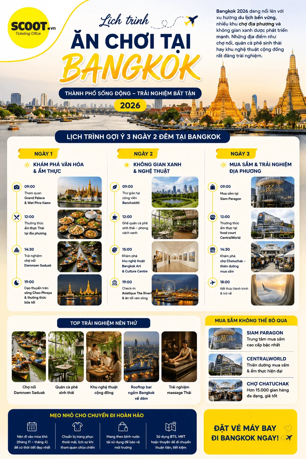 Lịch trình vui chơi khi đi du lịch tại Bangkok