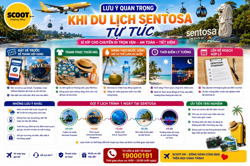 Lưu ý quan trọng khi du lịch đảo Sentosa tự túc