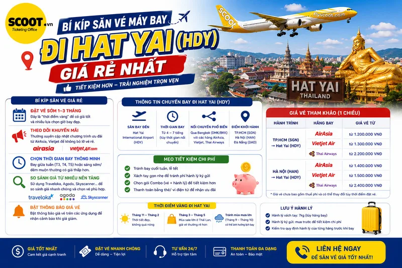Mẹo săn vé máy bay đi Hat Yai giá rẻ nhất