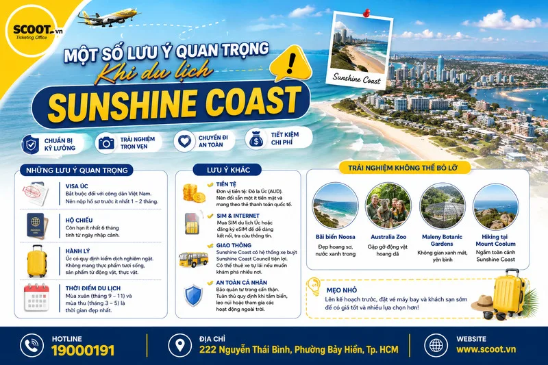 Một số lưu ý quan trọng khi du lịch Sunshine Coast