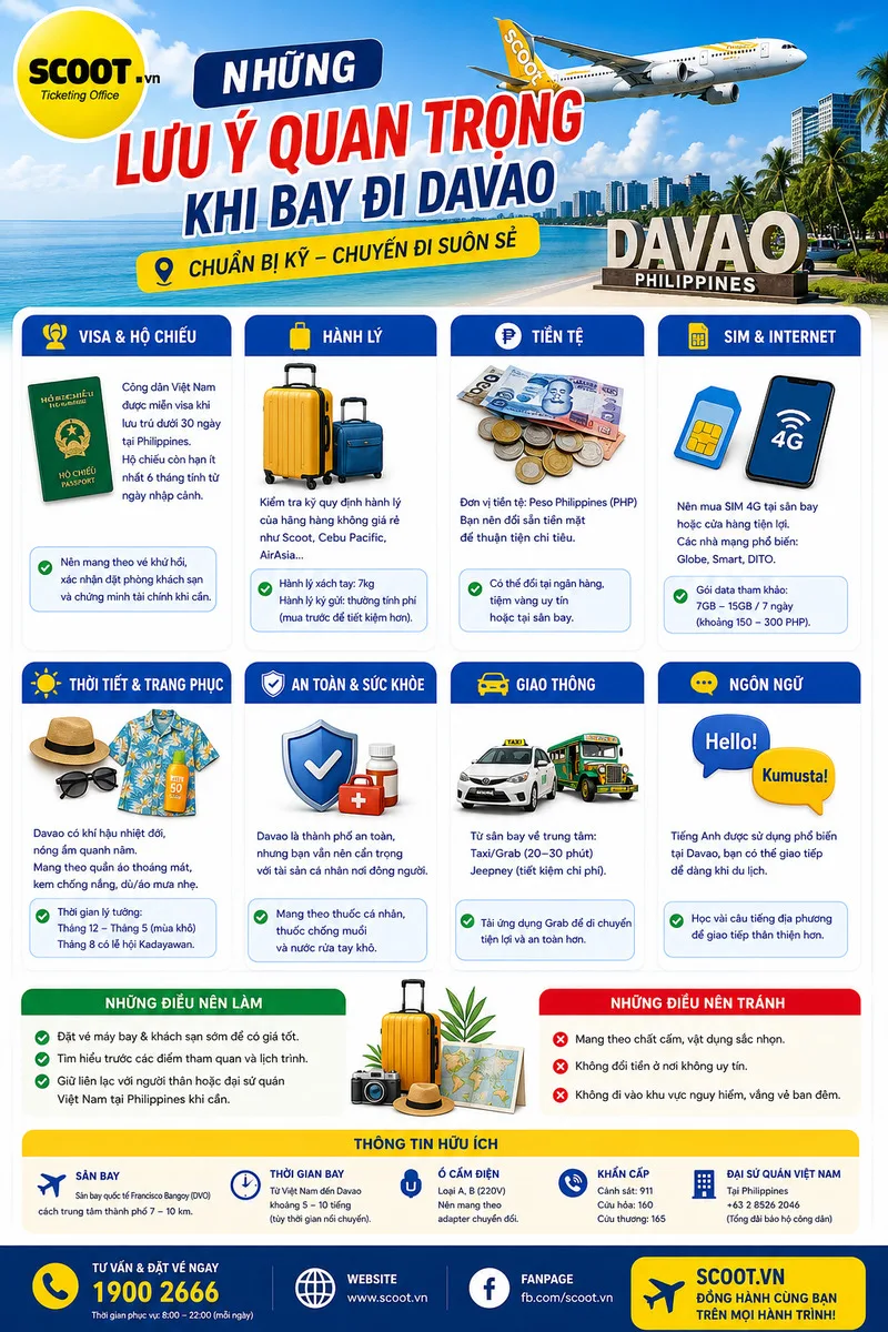 Những lưu ý quan trọng khi bay đi Davao