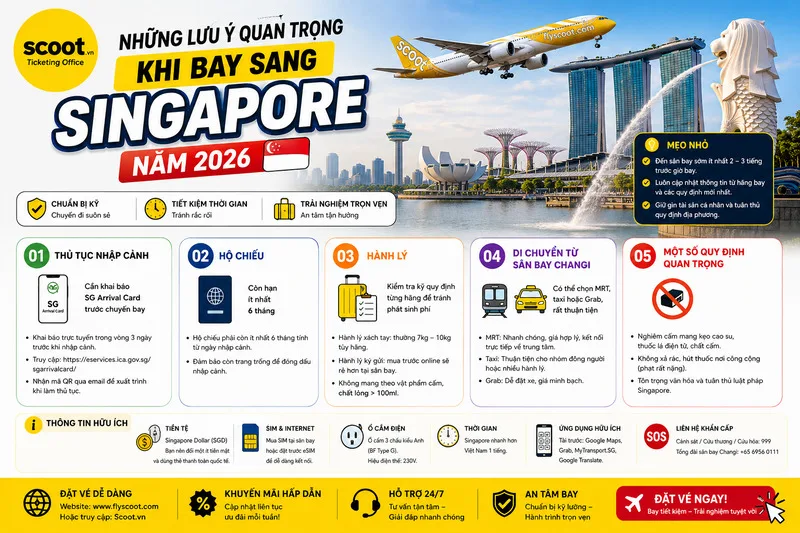 Những lưu ý quan trọng khi bay sang Singapore năm 2026