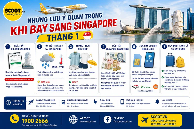 Những lưu ý quan trọng khi bay sang Singapore tháng 1