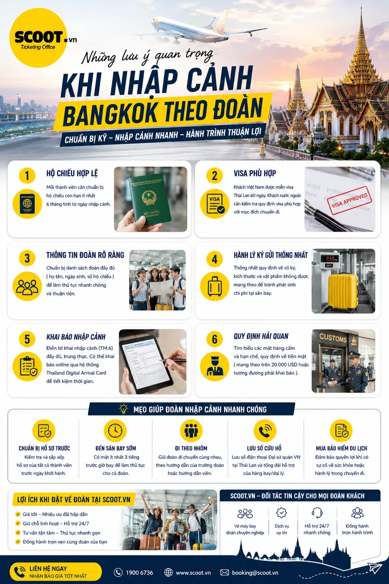 Những lưu ý quan trọng khi nhập cảnh Bangkok theo đoàn