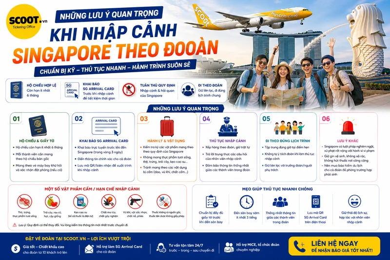 Những lưu ý quan trọng khi nhập cảnh Singapore theo đoàn