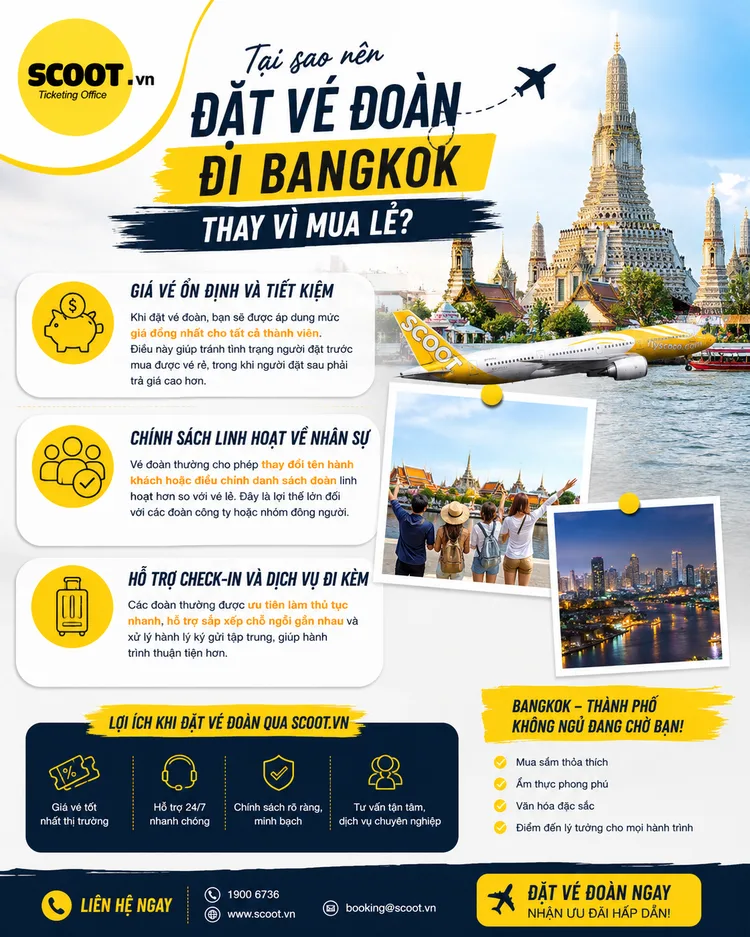 Tại sao nên đặt vé đoàn đi Bangkok thay vì mua lẻ