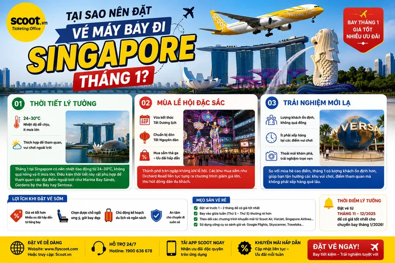 Tại sao nên đặt vé máy bay đi Singapore tháng 1?