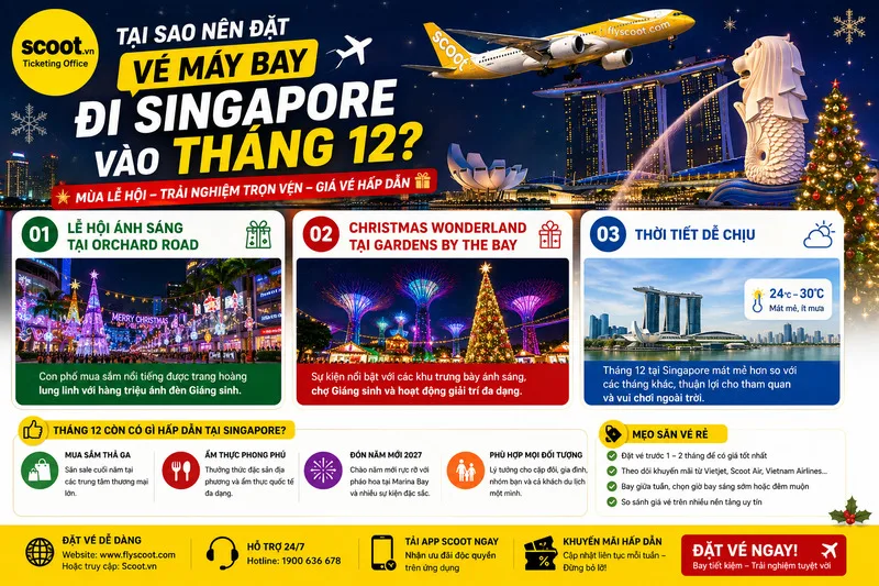 Tại sao nên đặt vé máy bay đi Singapore vào tháng 12?