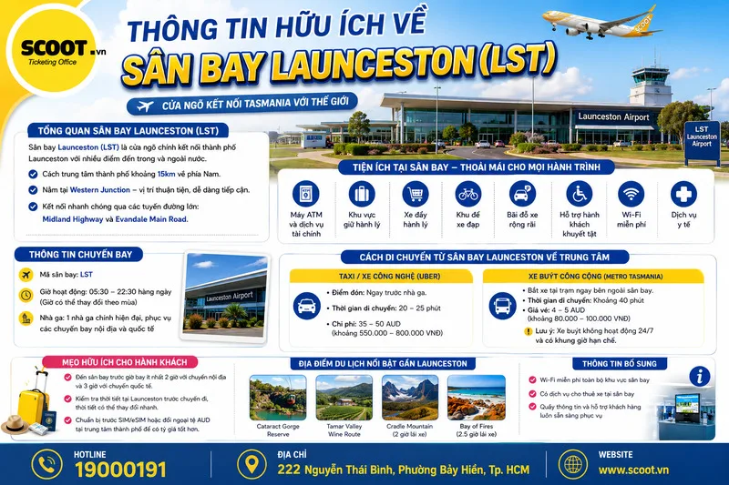 Thông tin hữu ích về sân bay Launceston (LST)