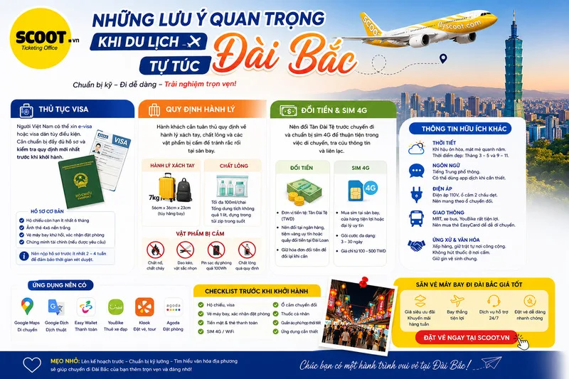 Tips lưu ý quan trọng khi du lịch Đài Bắc tự túc