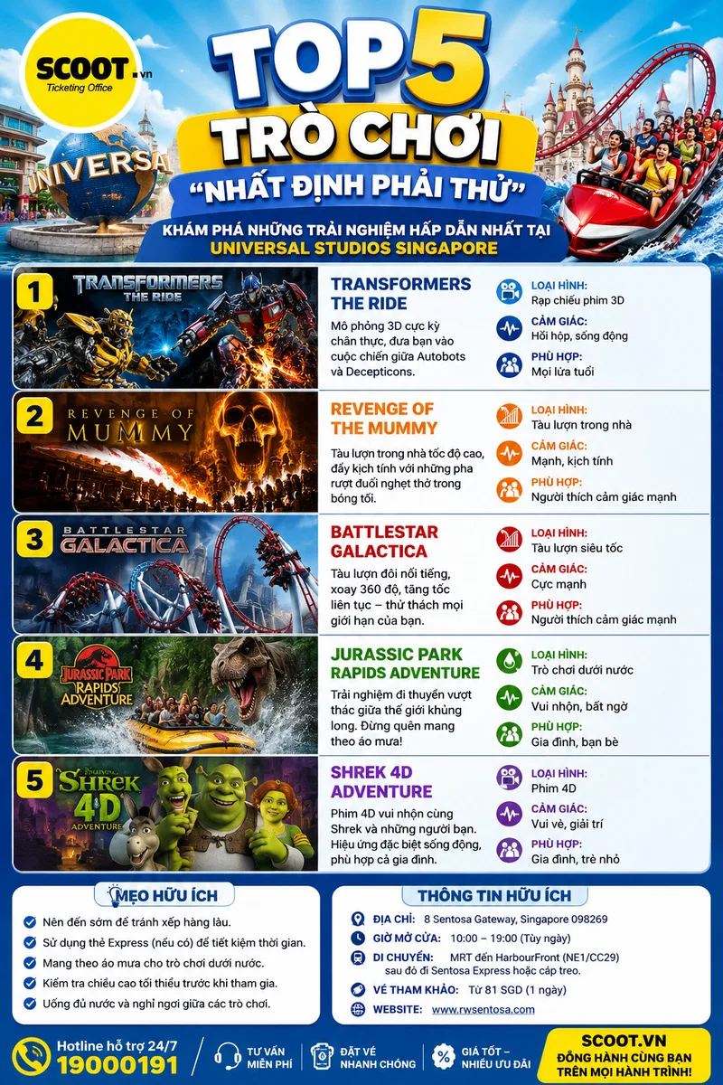 Top 5 trò chơi nhất định phải thử khi đến Universal Studios Singapur