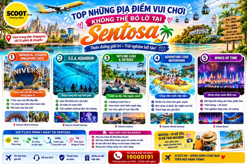 Top những địa điểm vui chơi không thể bỏ lỡ tại biển Sentosa