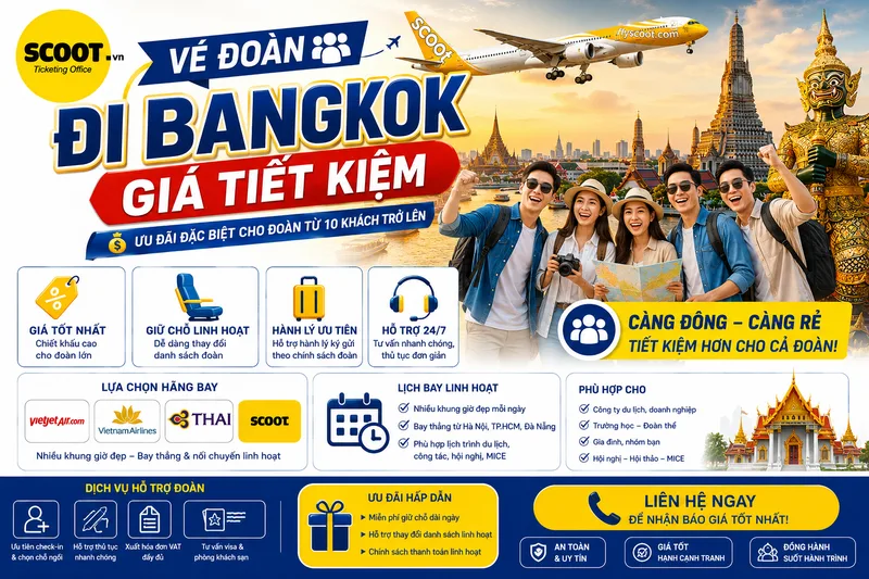 Vé đoàn đi Bangkok giá siêu hời