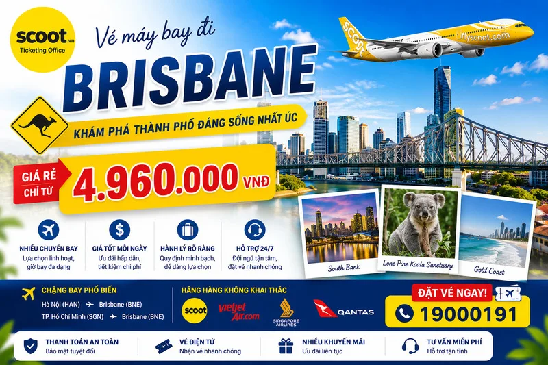 Vé máy bay đi Brisbane giá rẻ
