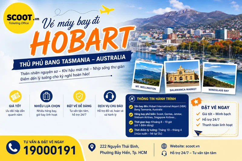 vé máy bay đi Hobart
