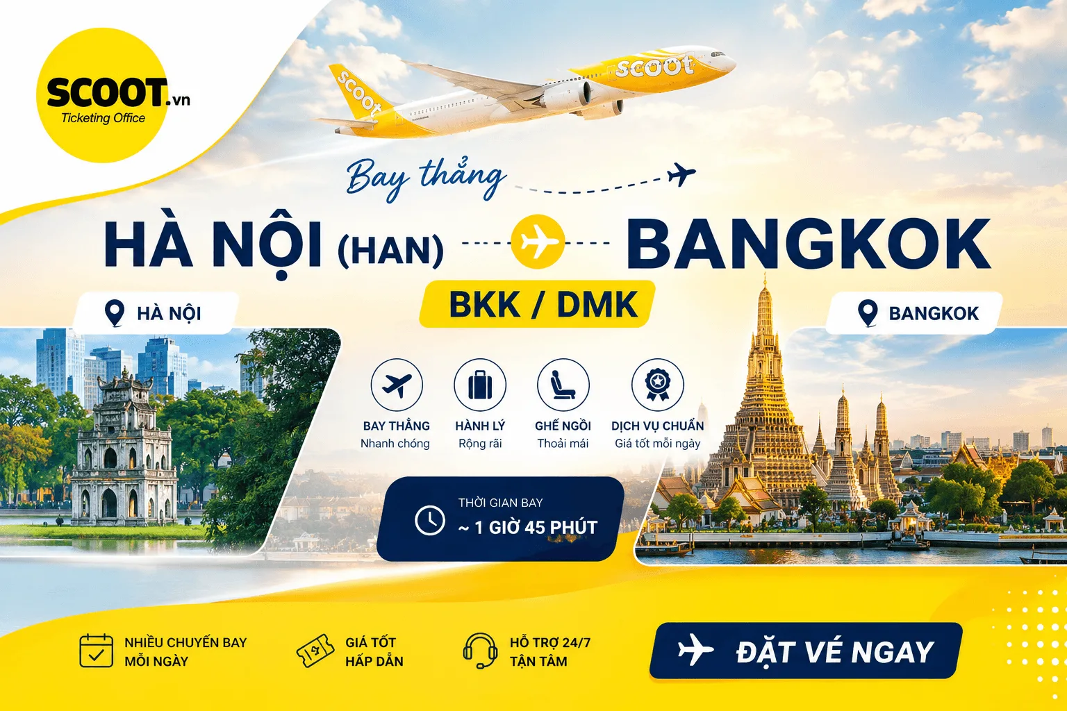 Vé máy bay Hà Nội đến Bangkok